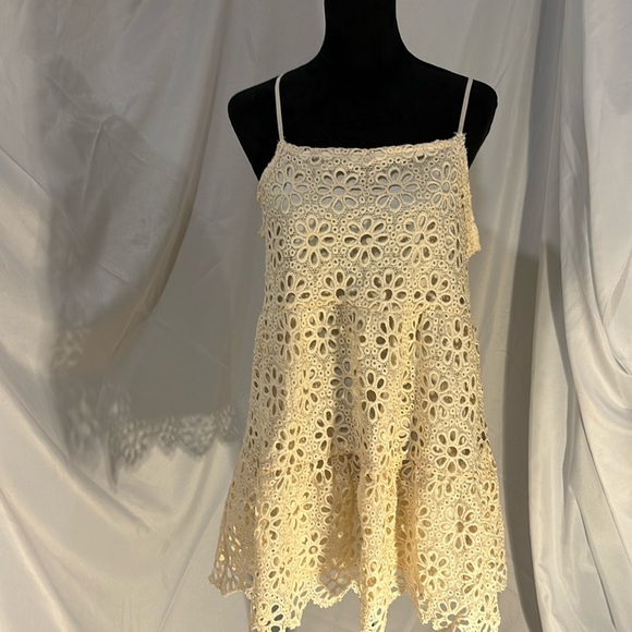 Crotchet Mini Sundress Fully Lined With Elastic Straps Size L - Picture 1 of 11